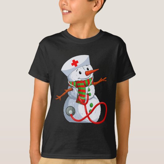 Snowman Nurse Christmas Stethoscope Nursing Scrub T-Shirt (Vorderseite)