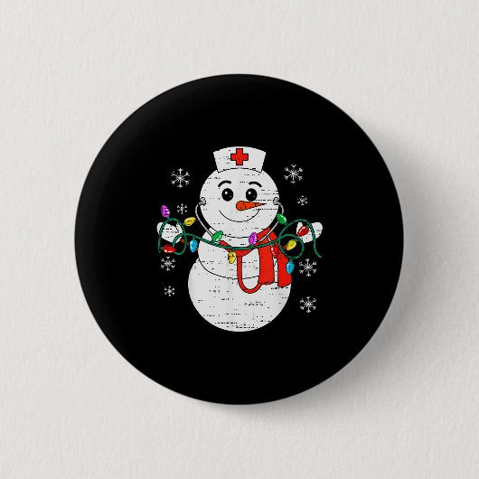 Snowman Nurse Christmas Stethoscope Xmas Scrub Top Button (Vorderseite)