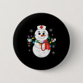 Snowman Nurse Christmas Stethoscope Xmas Scrub Top Button (Vorderseite)