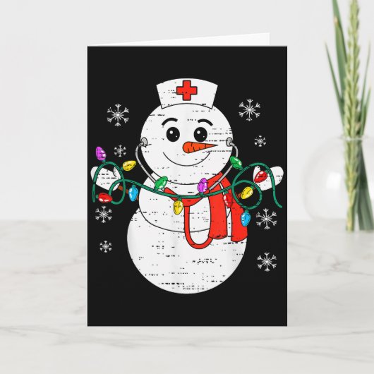 Snowman Nurse Christmas Stethoscope Xmas Scrub Top Karte (Vorderseite)