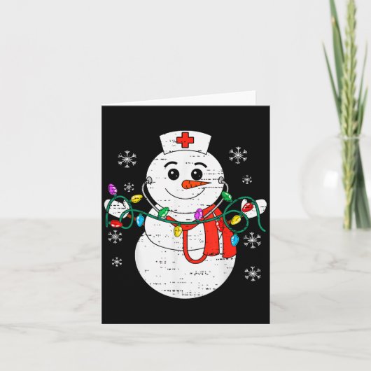 Snowman Nurse Christmas Stethoscope Xmas Scrub Top Karte (Vorderseite)