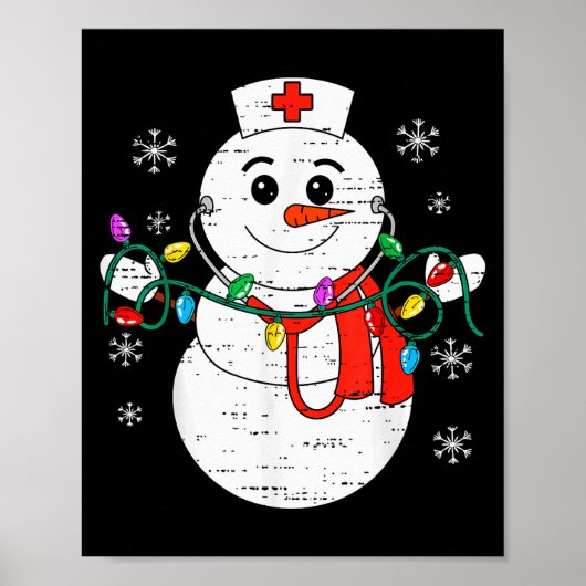 Snowman Nurse Christmas Stethoscope Xmas Scrub Top Poster (Vorne)
