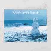Snowman on Beach Postcard Postkarte (Vorderseite)
