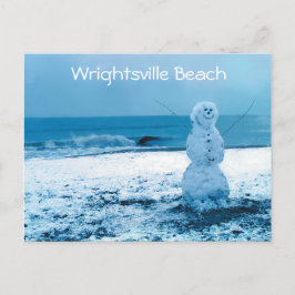 Snowman on Beach Postcard Postkarte
