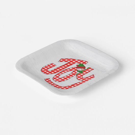 Snowman On Gingham Joy Pappteller (Gewinkelt)