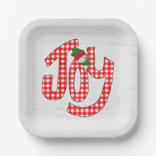 Snowman On Gingham Joy Pappteller (Vorderseite)