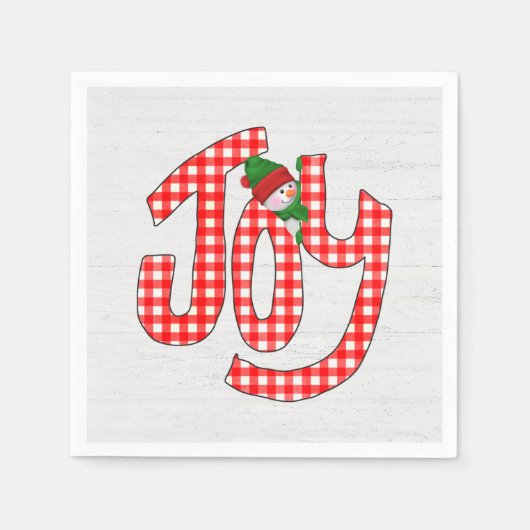 Snowman On Gingham Joy Serviette (Vorderseite)