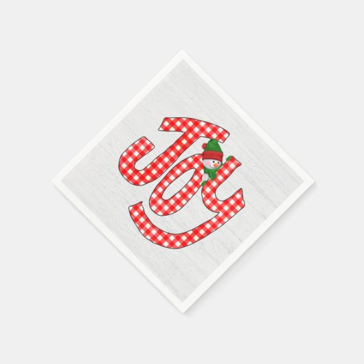 Snowman On Gingham Joy Serviette (Ecke)