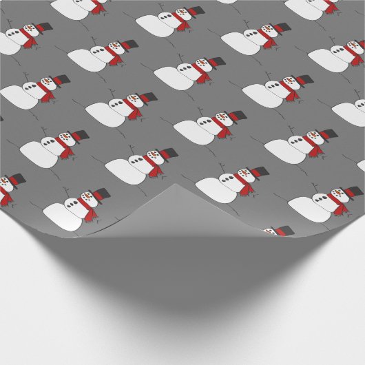 Snowman on Gray Geschenkpapier (Ecke)