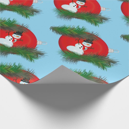 Snowman on ornament geschenkpapier (Ecke)