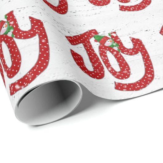 Snowman on Polka Dot Joy Geschenkpapier (Rolleneckpunkt)