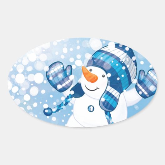 Snowman Ovaler Aufkleber (Vorderseite)