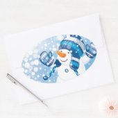Snowman Ovaler Aufkleber (Umschlag)