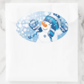 Snowman Ovaler Aufkleber (Tasche)