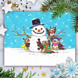 Snowman Owls Postkarte