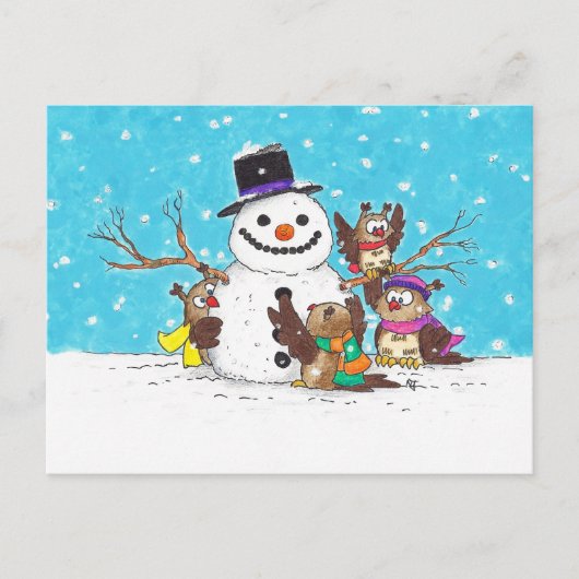 Snowman Owls Postkarte (Vorderseite)