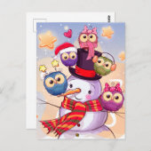 Snowman & Owls Postkarte (Vorne/Hinten)