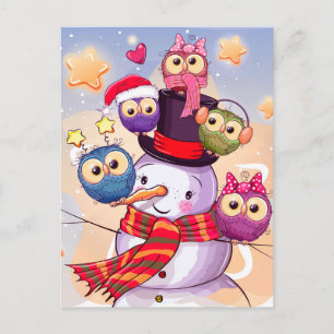 Snowman & Owls Postkarte