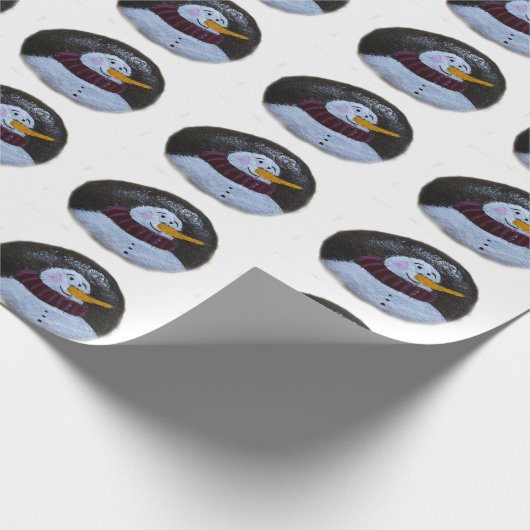 Snowman Painting Matte Wrapping Paper Geschenkpapier (Ecke)