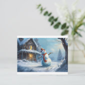 Snowman Painting Postkarte (Stehend Vorderseite)