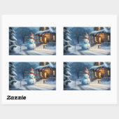Snowman Painting Rechteckiger Aufkleber (Blatt)