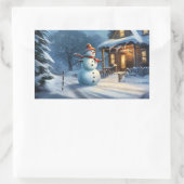 Snowman Painting Rechteckiger Aufkleber (Tasche)