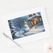 Snowman Painting Rechteckiger Aufkleber (Umschlag)