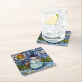 Snowman Paper Coaster Set Rechteckiger Pappuntersetzer (Vor Ort)