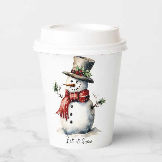 Snowman Paper Cup mit Lid Pappbecher (Vorderseite)