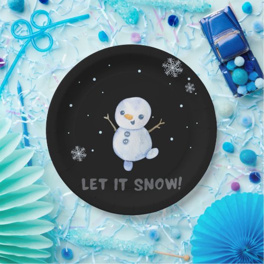 Snowman Paper Plate Pappteller (Party)