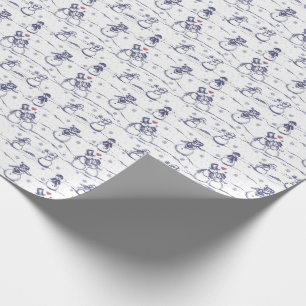 Snowman Parade Toile - blau Geschenkpapier