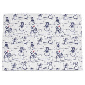 Snowman Parade Toile - blau Große Geschenktüte (Vorderseite)