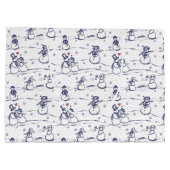 Snowman Parade Toile - blau Große Geschenktüte (Rückseite)