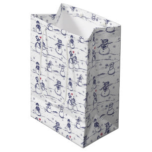 Snowman Parade Toile - blau Mittlere Geschenktüte