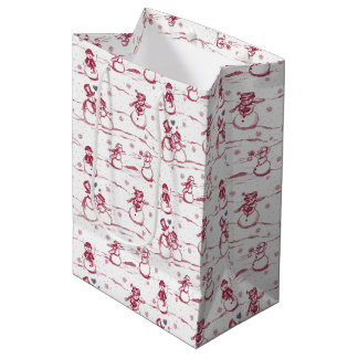 Snowman Parade Toile | rote mittlere Geschenktasch Geschenktüte