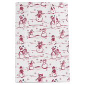 Snowman Parade Toile | rote mittlere Geschenktasch Geschenktüte (Vorderseite)