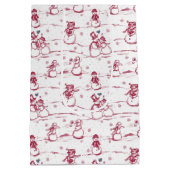 Snowman Parade Toile | rote mittlere Geschenktasch Geschenktüte (Rückseite)