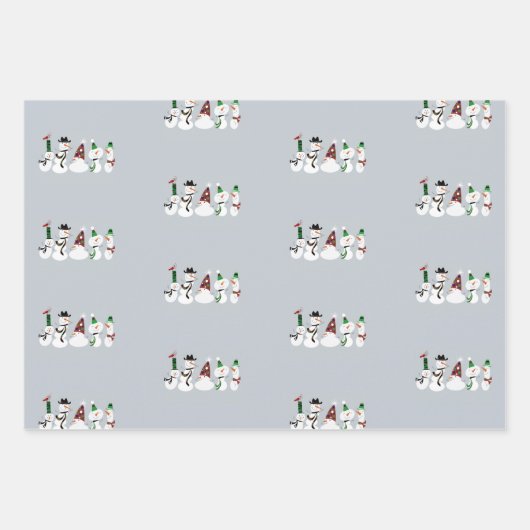 Snowman Party Holiday Wrapping Paper Geschenkpapier Set (Vorderseite)