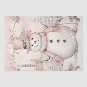 Snowman Pastel Pink Winter Weihnachten Seidenpapier