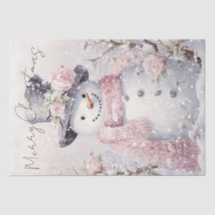 Snowman Pastel Pink Winter Weihnachten Seidenpapier