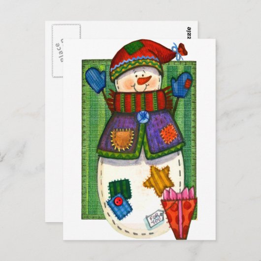 Snowman Patches Postkarte (Vorne/Hinten)
