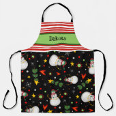 Snowman Pattern Black Custom Inspirivity Schürze (Vorderseite)
