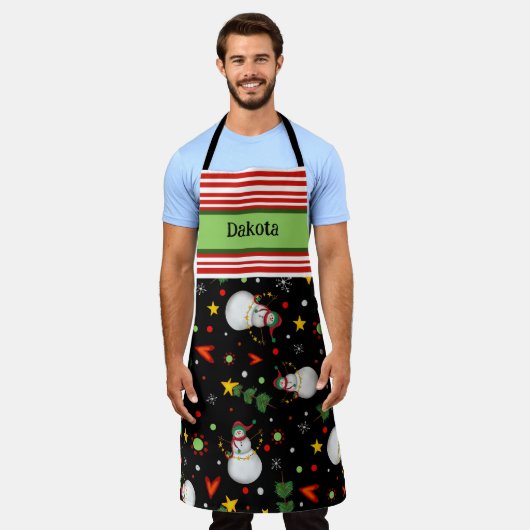 Snowman Pattern Black Custom Inspirivity Schürze (Getragen)