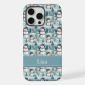 Snowman Pattern Phone Case with Custom Name iPhone Hülle (Rückseite)