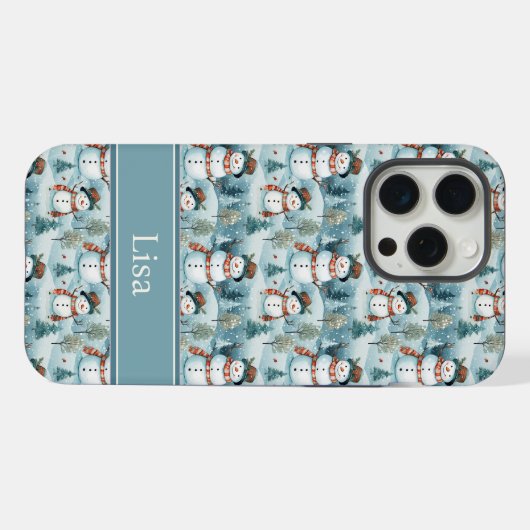 Snowman Pattern Phone Case with Custom Name iPhone Hülle (Rückseite (Horizontal))