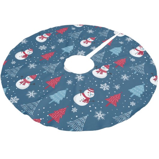 Snowman Pattern Polyester Weihnachtsbaumdecke (Schrägansicht)