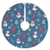 Snowman Pattern Polyester Weihnachtsbaumdecke (Vorderseite)