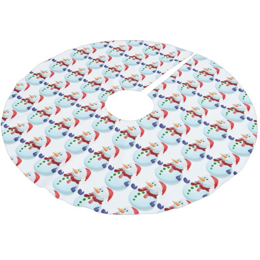 Snowman Pattern Tree Skirt Polyester Weihnachtsbaumdecke (Schrägansicht)