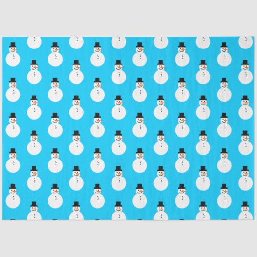 Snowman Pattern Winter Weihnachtsfeiertag Sky Blue Seidenpapier (Vorderseite)