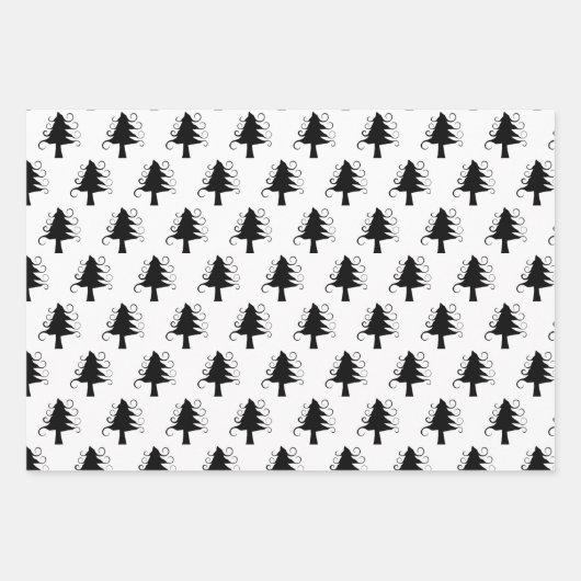 Snowman Patterns Curly Bäume Neutrale Weihnachten Geschenkpapier Set (Vorderseite 3)